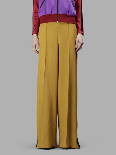Shop Amen Women's Yellow Crepe Large Trousers