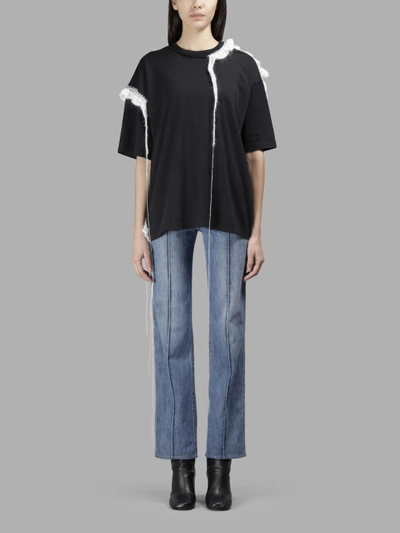 Shop Maison Margiela Women's Cotton S/s T-shirt With Floating Threads In Black