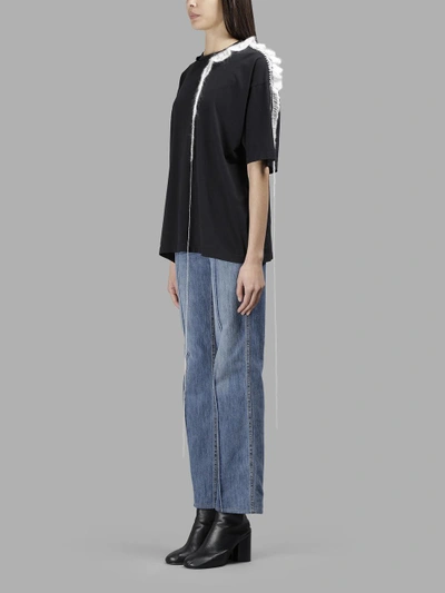 Shop Maison Margiela Women's Cotton S/s T-shirt With Floating Threads In Black