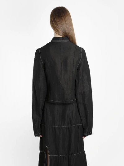 Shop Wales Bonner Women's Black Zipped Jacket With White Seams