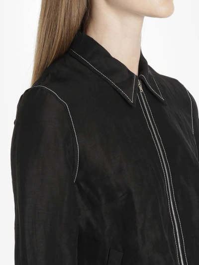 Shop Wales Bonner Women's Black Zipped Jacket With White Seams