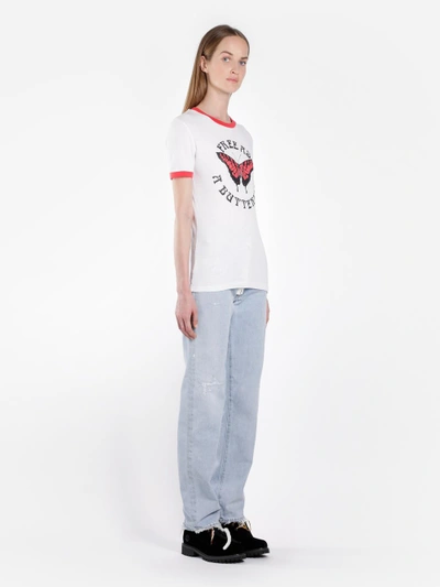 Shop Off-white Off White C/o Virgil Abloh Women's White Butterfly Tiny Tee