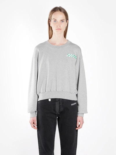 Shop Off-white Off White C/o Virgil Abloh Women's Grey Tape Cropped Sweater