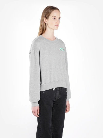 Shop Off-white Off White C/o Virgil Abloh Women's Grey Tape Cropped Sweater