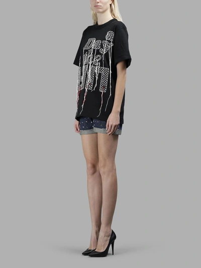 Shop Sacai Women's Black Embroiodered T-shirt