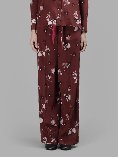 Shop Valentino Women's Flowers Printed Trousers In Brik Red