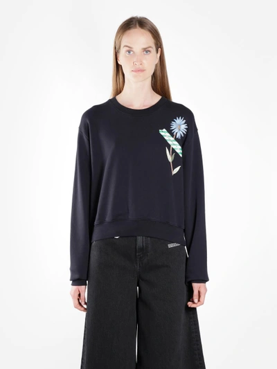 Shop Off-white Off White C/o Virgil Abloh Women's Flower Tape Cropped Sweater In Black