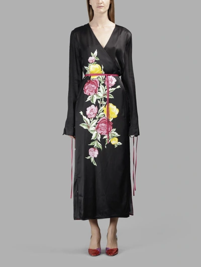 Shop Attico Women's Black Robe Kimono Dress