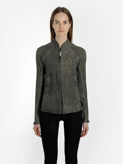 Shop Isaac Sellam Grey Leather Jacket