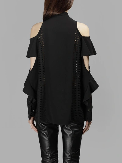 Shop Versace Women's Black Ruffled Sleeves Shirt