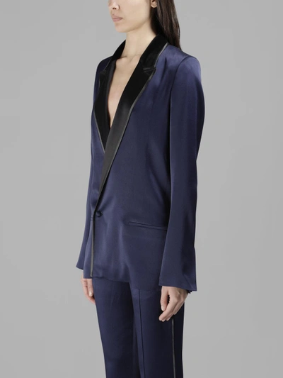 Shop Haider Ackermann Women's Blue Kuiper Shiny Blazer