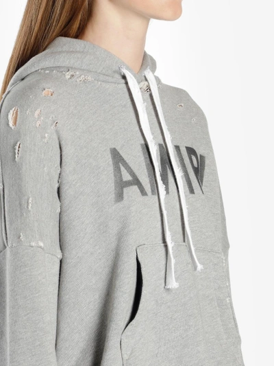 Shop Amiri Women's Grey Cropped Hoodie