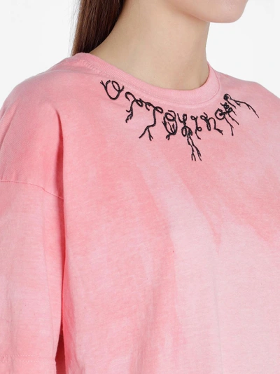 Shop Ottolinger Women's Pink Embroidered Logo T-shirt