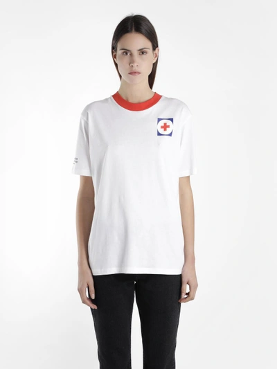 Shop Off-white Off White C/o Virgil Abloh Women's White Red Cross New Oversize Tee