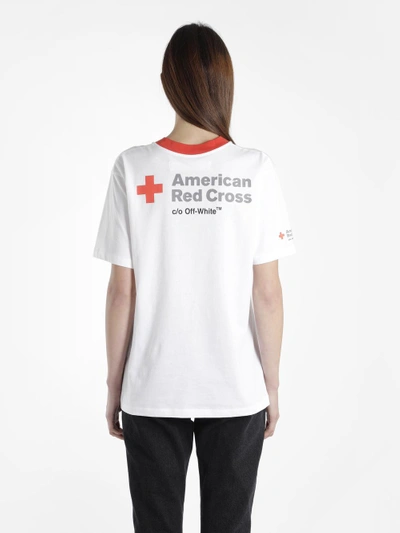 Shop Off-white Off White C/o Virgil Abloh Women's White Red Cross New Oversize Tee