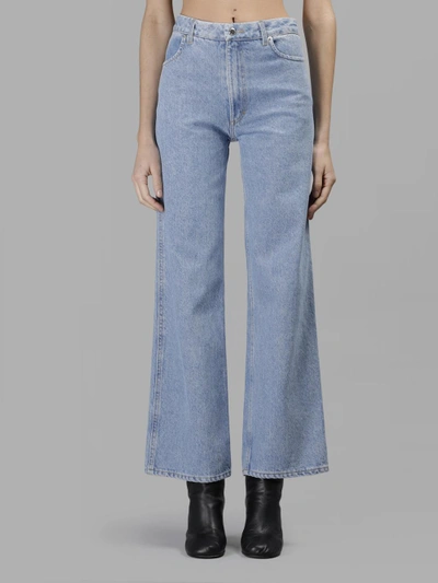 Shop Eckhaus Latta Women's Blue High Waist Flare Jeans