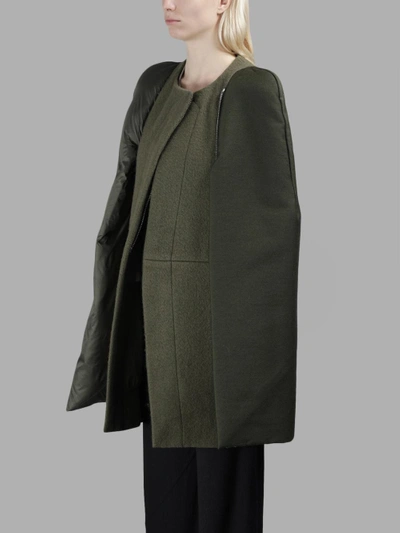 Shop Rick Owens Women's Military Green Caped Pea Jacket