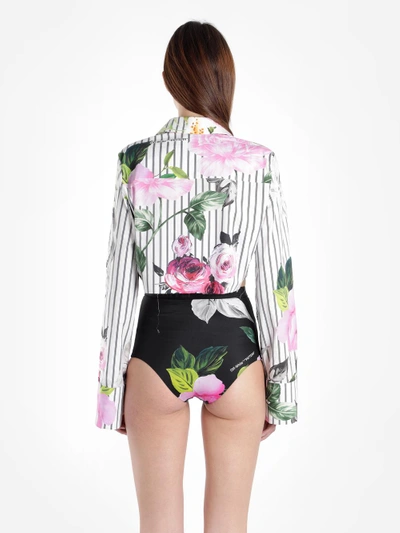 Shop Off-white Off White C/o Virgil Abloh Women's Multicolor Floral Striped Cropped Shirt