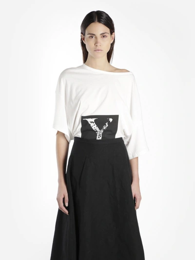 Shop Yohji Yamamoto Women's Off-white Oversize T-shirt With Logo Print