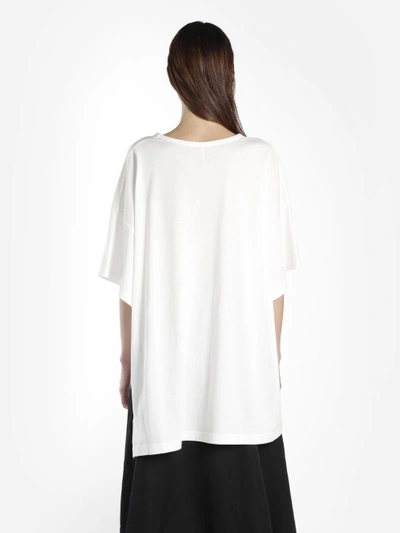Shop Yohji Yamamoto Women's Off-white Oversize T-shirt With Logo Print