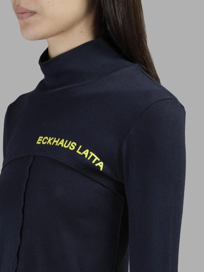 Shop Eckhaus Latta Women's Blue Turtleneck T-shirt
