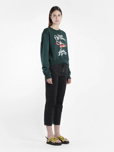 Shop Off-white Off White C/o Virgil Abloh Women's Green Off Airlines Crewneck Sweater