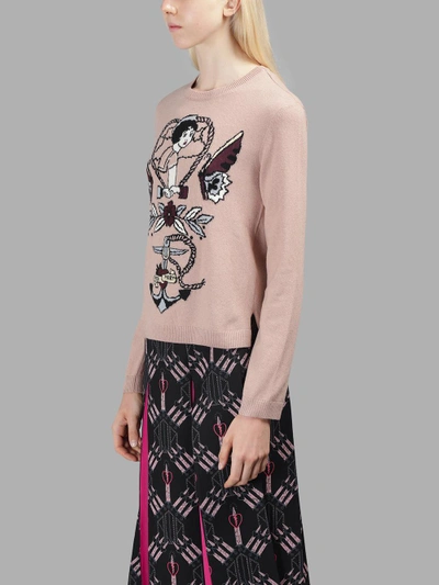 Shop Valentino Women's Pink Tattoo Knit Sweater