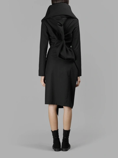 Shop Yohji Yamamoto Women's Gathered Wool Hooded Dress In Black