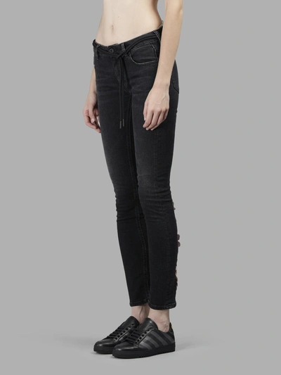 Shop Off-white Off White C/o Virgil Abloh Women's Black Diag Cherry Skinny Jeans