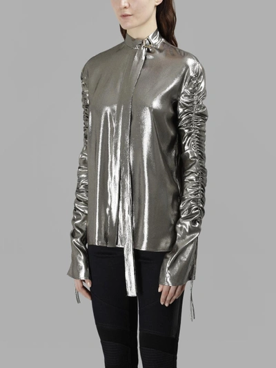 Shop Versace Women's Bow Collar Shirt In Silver