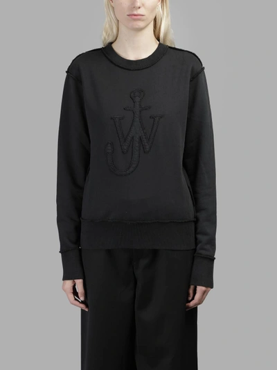 Shop Jw Anderson Women's Black Reversed Anchor Logo Sweater