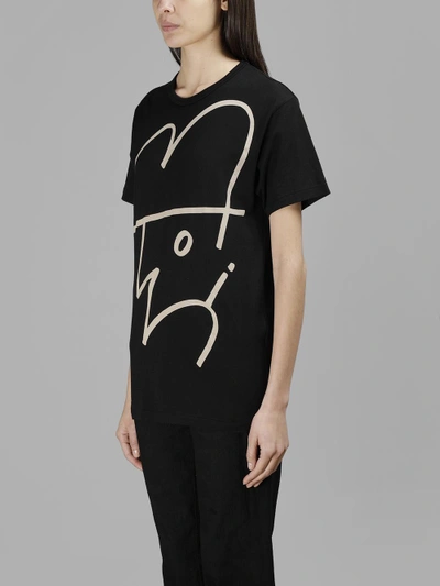 Shop Yohji Yamamoto Women's Black Printed T-shirt