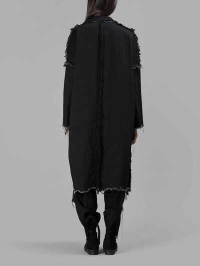 Shop Yohji Yamamoto Women's Fringed Hems Denim Coat In Black Jeans