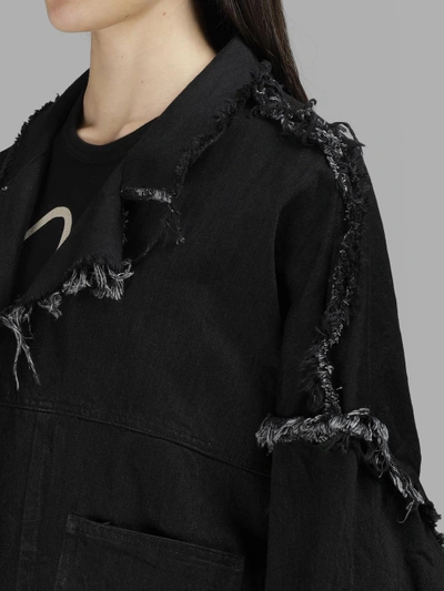 Shop Yohji Yamamoto Women's Fringed Hems Denim Coat In Black Jeans