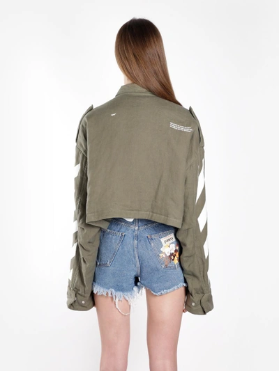 Shop Off-white Off White C/o Virgil Abloh Women's Military Green Diag Cropped Jacket