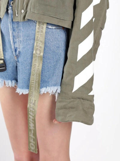 Shop Off-white Off White C/o Virgil Abloh Women's Military Green Diag Cropped Jacket