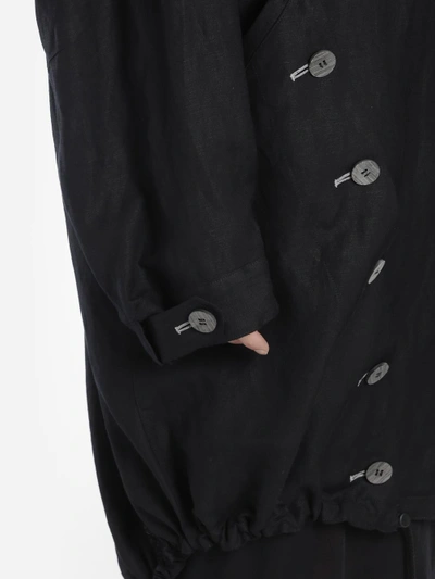 Shop Yohji Yamamoto Women's Black Buttoned Parka Coat