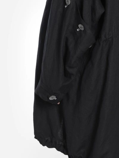 Shop Yohji Yamamoto Women's Black Buttoned Parka Coat