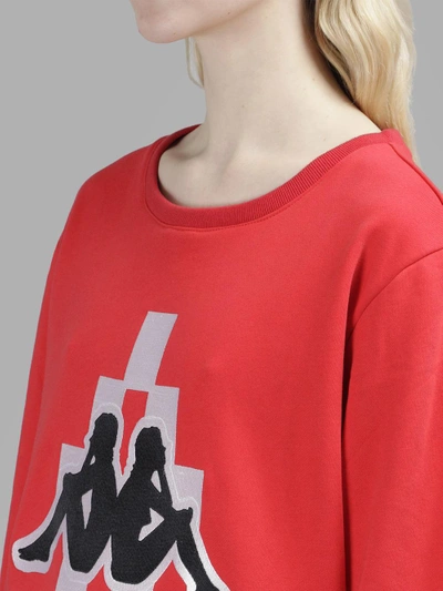 Shop Marcelo Burlon County Of Milan Marcelo Burlon X Kappa Crewneck Women's Red Sweater