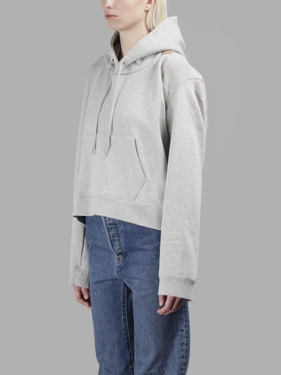 Shop Vetements Women's Grey Misplaced Hoodie With Pocket