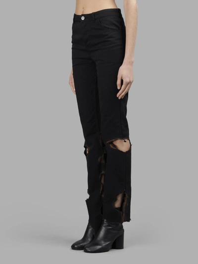 Shop Ottolinger Women's Black Burned Edges Denim Trousers