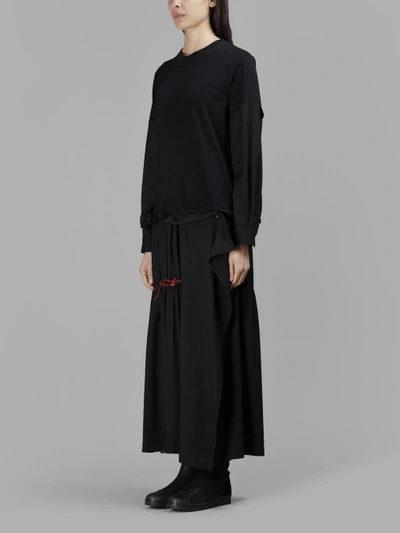 Shop Yohji Yamamoto Women's Black T-shirt Dress With Embroidered Logo
