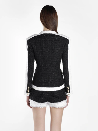 Shop Balmain Women's Black And White Tweed Blazer