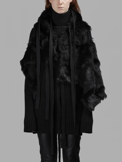 Shop Ann Demeulemeester Women's Black Fur Waistcoat