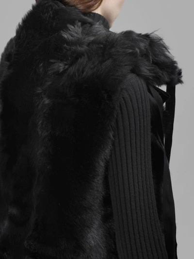 Shop Ann Demeulemeester Women's Black Fur Waistcoat