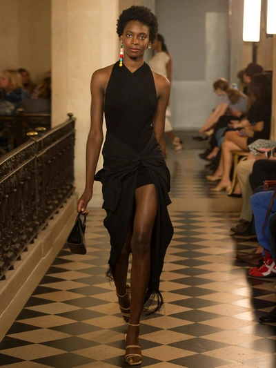 Shop Jacquemus Women's Black La Robe Drapeado Dress