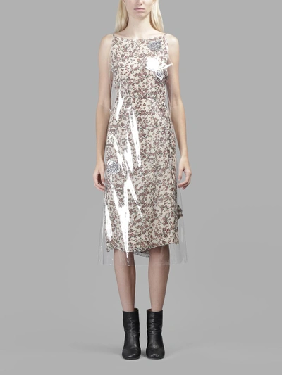 Calvin Klein 205w39nyc Floral Print Midi Dress With Transparent Overlayer In Multicolor
