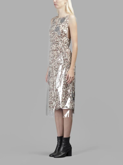 Calvin Klein 205w39nyc Floral Print Midi Dress With Transparent Overlayer In Multicolor