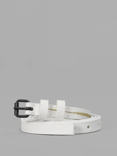 Shop Haider Ackermann Women's White Small Belt With Gold Embroidery