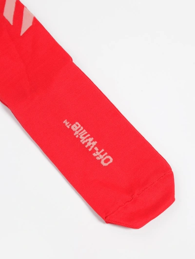 Shop Off-white Off White C/o Virgil Abloh Women's Red Diag Long Socks